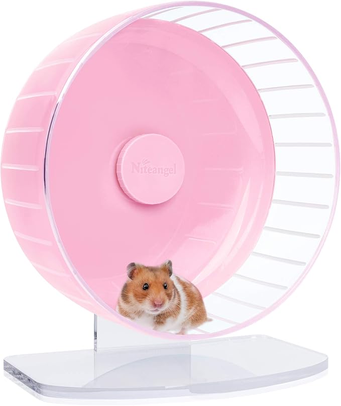 Niteangel Super-Silent Hamster Exercise Wheels: Quiet 11 inch Running Wheel | Can 11.6-15.4" Adjustable Height - No Bend Back Spinner Running for Dwarf Syrian Hamster Gerbils Mice Or Other Small Animal