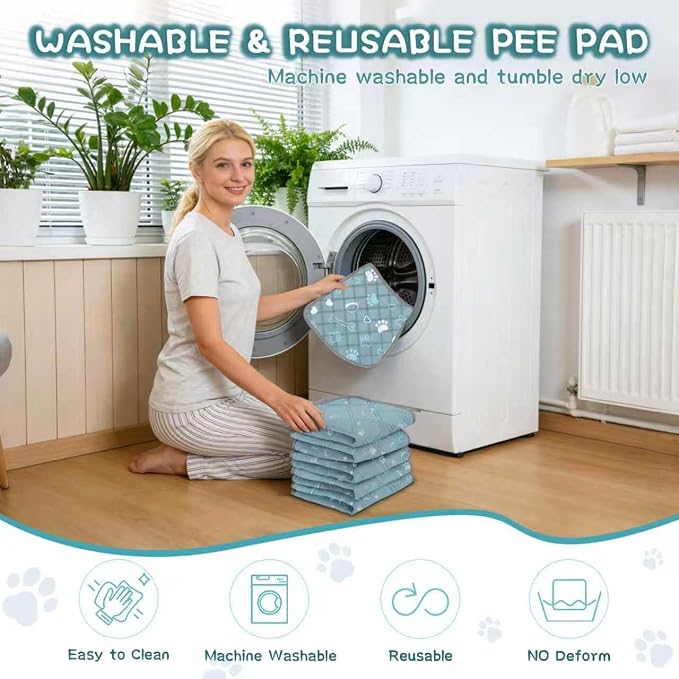 3 Packs Washable Guinea Pig Cage Liners with with Paw Print, Waterproof Guinea Pig Pee Pads Reusable Absorbent Bedding Anti Slip Mats for Small Animals Bunny Rabbit Hamster (Blue, 47 x 24in)