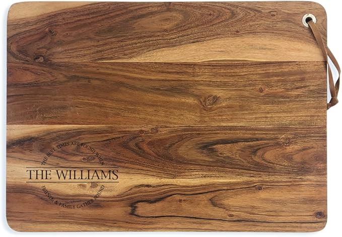 Engraved Cutting Board With Family Name, Personalized Acacia Cutting Board, Gift For Weddings, Anniversaries, Housewarming