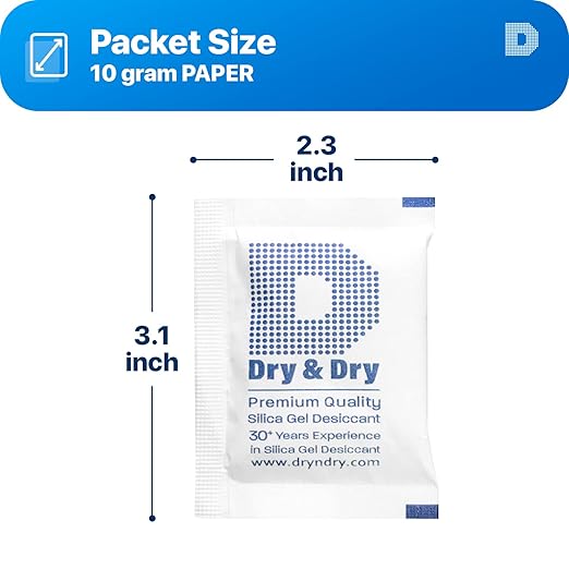 Dry & Dry 10 Gram [1000 Packets] Silica Gel Packets Silica Gel Desiccants, Silica Gel Packs - Rechargeable (Food Safe) Silica Gel Packets, Silica Packets