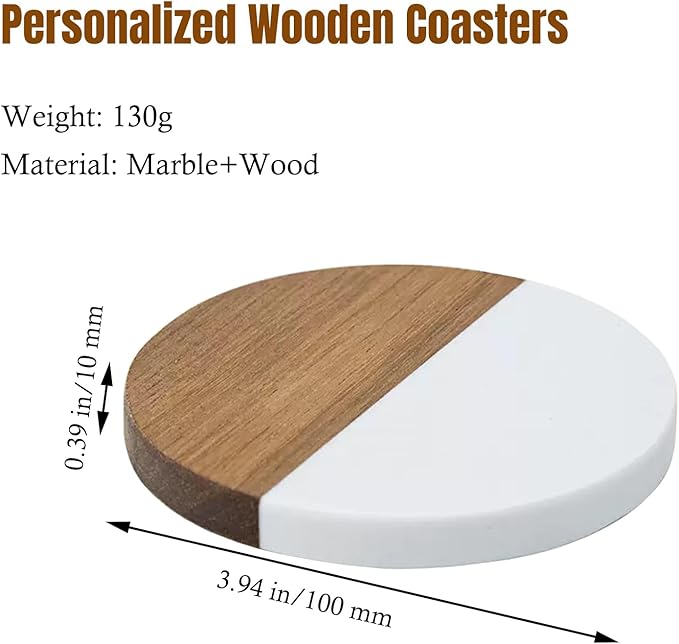 Set of 6 Personalized Coasters Wedding Gift for Couple Custom Custom Wood Bar Coasters for Drinks with Monogram Engraved Great Newlywed