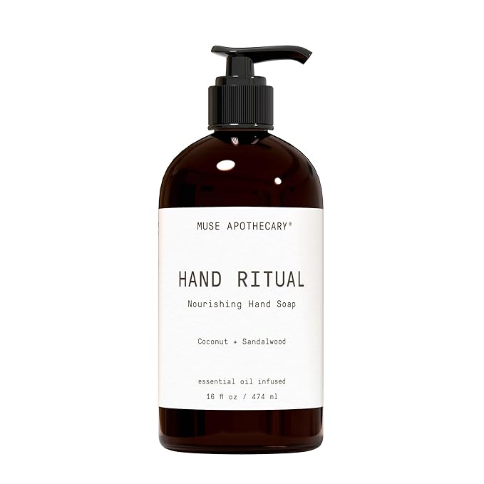Muse Apothecary Hand Ritual - Aromatic and Nourishing Hand Soap, Infused with Natural Aromatherapy Essential Oils - USDA Certified Biobased - 16 oz, Coconut + Sandalwood