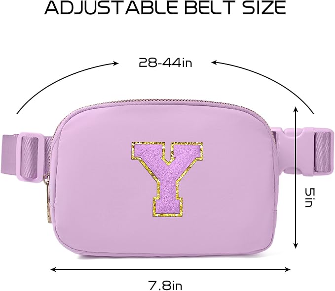 Gitus Gifts for 8 9 10 11 12 Year Old Girls Belt Bag Fanny Pack Crossbody Bags with Initial Letter Patch Cute Stuff Birthday Gifts for Teen Girls Women Personalized Trend Stuff (Lavender-Y)