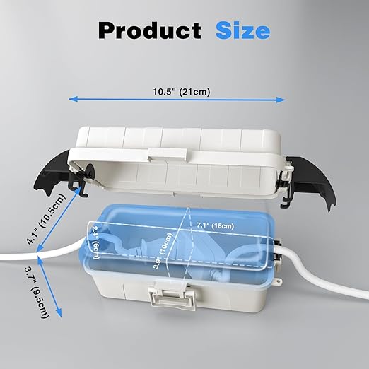 FLEMOON IP55 Outdoor Electrical Box Waterproof with Detachable Awning Covers, 8.3 x 4.1 x 3.7 inch Weatherproof Extension Cord Cover, Easy Installation for Outdoor Plug, Outlet, String Lights, White