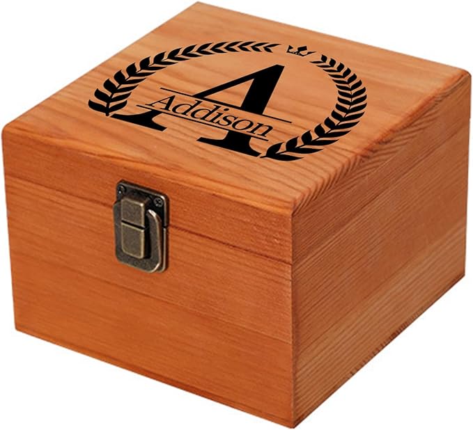Personalized Keepsake Memory Box Custom Name Wooden Decorative Storage Box with Lids, Christmas Gift Box for Women Men Customized Gifts for Birthday Anniversary Wedding Graduation