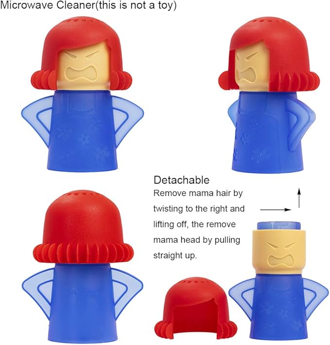 Angry Mom Microwave Cleaner, Mad Mama Microwave Steam Cleaner, Just Add Vinegar and Water, Easily Cleans the Crud in Minutes (Blue)