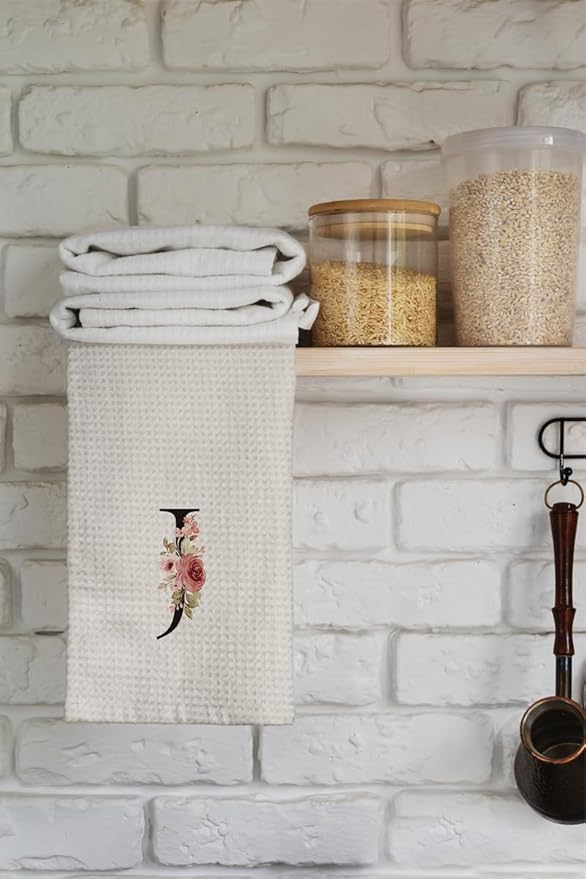Kitchen Towel, Personalized Gifts Mode Monogram Letter J Kitchen Towel for Kitchen Dinning Bathroom, Christmas Birthday Gifts for Women, Kitchen Towels and Dishcloths Sets 16×24 Inches