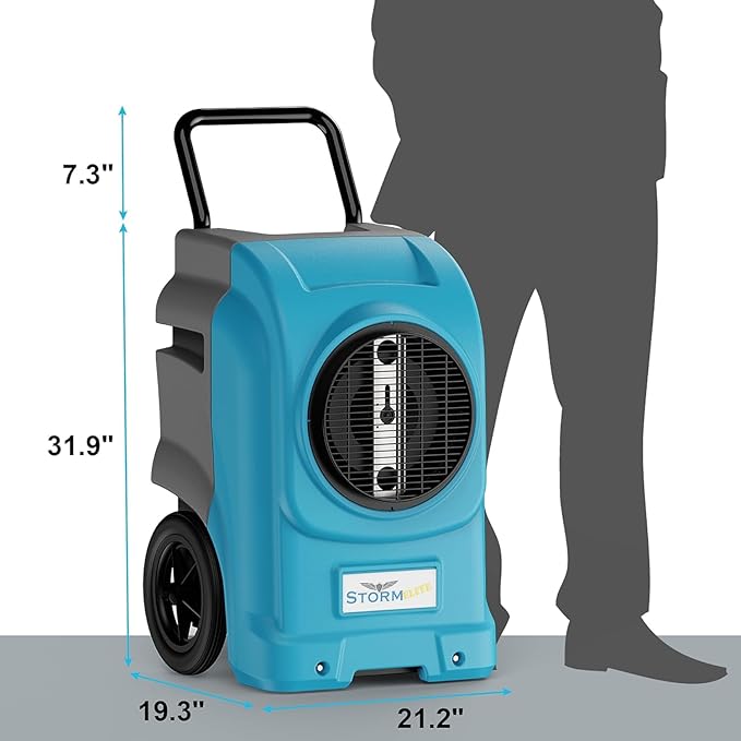 ALORAIR LGR Commercial Dehumidifier with Pump & Drain Hose, Portable Industrial Dehumidifiers with Wheels for Water Damage Restore, Basement, Garage, 5 Years Warranty (Blue, Storm Elite No WiFi)