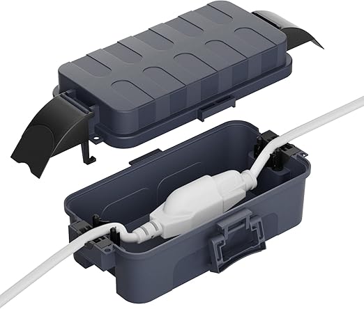 Flemoon IP55 Small Outdoor Electrical Box Waterproof (Inner 5.9 x 3.2 x 1.8inch), Extension Cord Cover with Detachable Awning Covers for Plug, Outlet, Holiday Lights, Gray