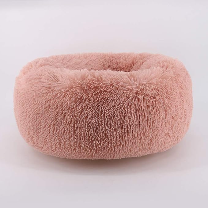 Dog Bed for Small Dogs & Cats, 24 Inch Medium Fluffy Washable Donut Bed | Plush Puppy Bed and Cat Bed for Pets up to 25 lb, High-Loft Polyester Fill with Water-Resistant Non-Skid Base for Indoor Use
