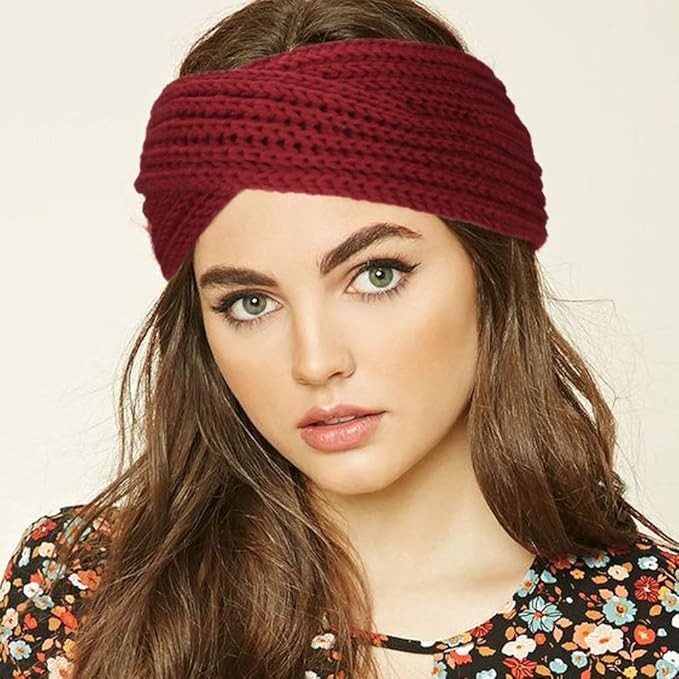 DRESHOW Winter Knit Chunky Headbands for Women Crochet Turban Knitted Ear Warmer Fashion Head Wrap 6 Pack