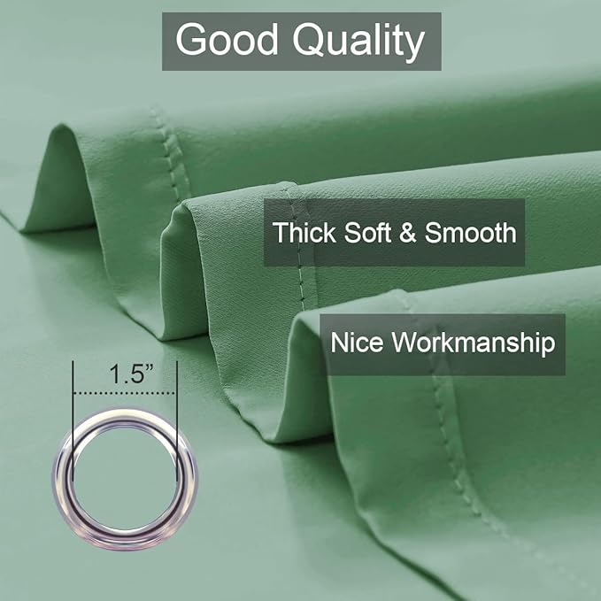 LA PALMA Thermal Insulated Blackout Darkening Grommet Living Room Curtains Window Drapes for Bedroom Pack of 2 Panels