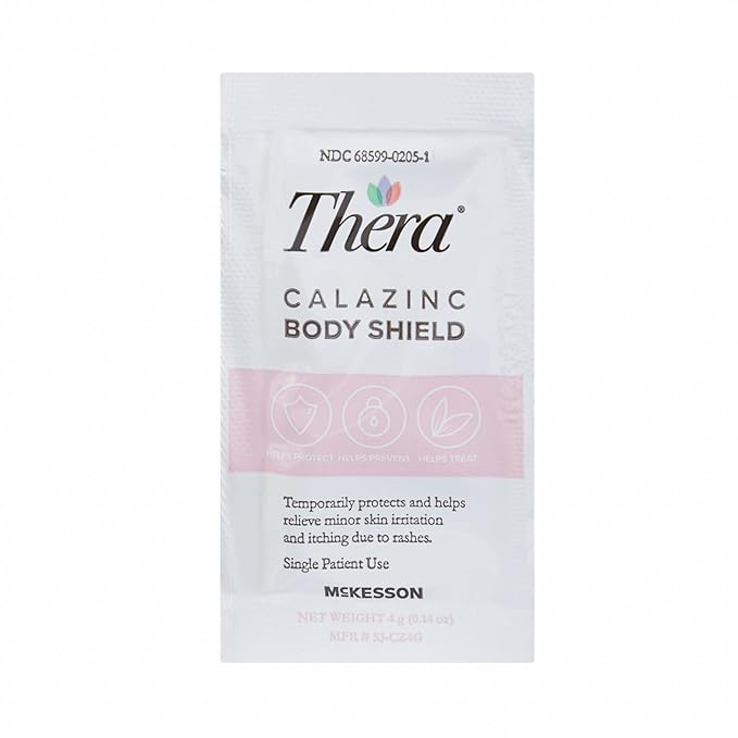 Thera Calazinc Body Shield, Calamine with Zinc Cream [864 Packets Total] -Skin Barrier Ointment for Eczema, Psoriasis, Diaper Rash - Individual Packets, 4 g Packet