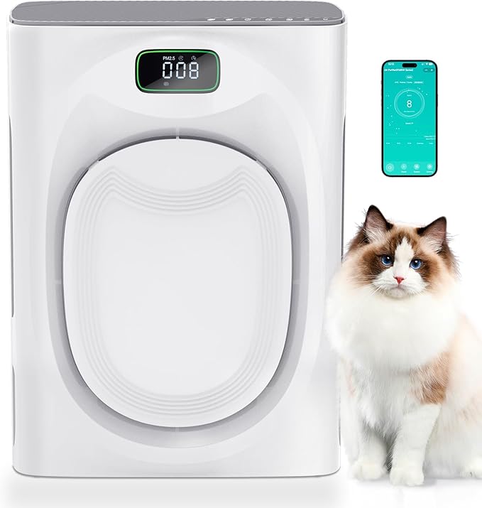 Pet Air Purifier for Home Large Room Bedroom 2500 Ft² with Washable Filters, H13 HEPA Double-Sided Filter Air Purifier with Smart WiFi, Quiet Air Cleaner for Smoke Dust Cat Hair Pets Odor