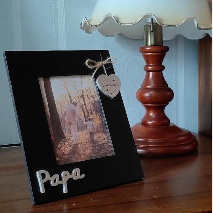 Grandpa Picture Frame,I Love You Papa Photo Frame with Heart,Father Day Gift,Gift for Dad or Grandpa from Grandchildren, Grand Father Frame 4x6 Vertical (Papa)