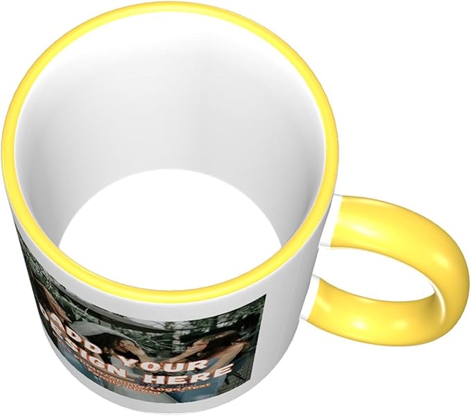 Custom Mugs and Coffee Cups Partial or Full Size Printed Creative Designs Customizable with Your Photos Images Text (Partial, Yellow)