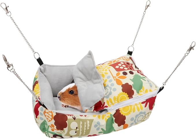 Wontee Guinea Pig Bed Warm Hammock Snuggle Bed for Young Guinea Pig Small Ferret Rat Sugar Glider Squirrel (Yellow)