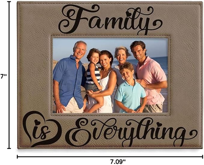 KATE POSH Family is Everything Engraved Leather Picture Frame (5x7-Horizontal)
