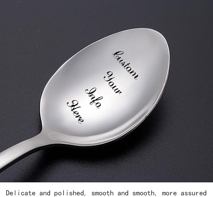 Custom Personalized Engraved Spoon - Your Idea, Text, Message in Stainless Steel - Unique Gift for Best Friend, Lover, Parent, Child (Tip Coffee Spoon)