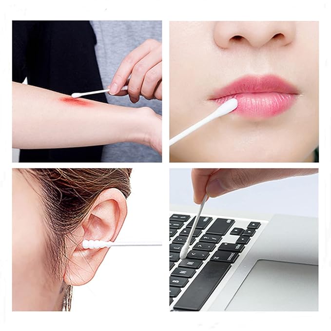 Cotton Swabs, 1000 Count Bamboo Sticks Cotton Swabs with Storage Box Cotton Buds with Wooden Handles For Ears Makeup or Nails Personal Care, One Pointed Tip