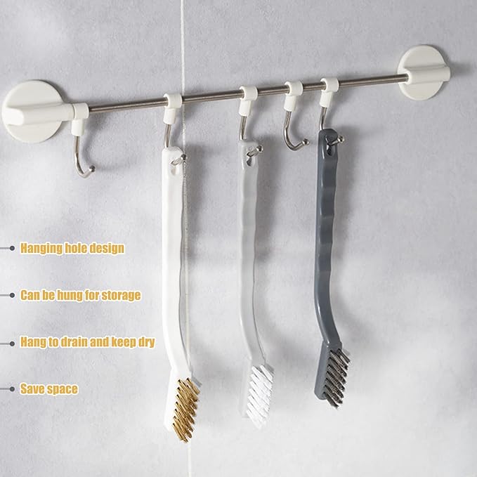 ORIJOYNA Set of 3 Kitchen Cleaning Scrubbers - Wire Brush (Stainless Steel + Brass + Nylon) for Range Hood Grease, Grime and Rust