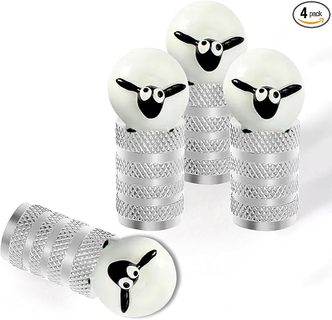 4Pack Goat Tire Valve Stem Caps Cute 3D Resin Animal Tire Air Caps | Cute Car Accessories Decor,Universal for Car,SUV,Bike,Motorcycle,Bicycle,Goat Gifts for Women Men Goats lover