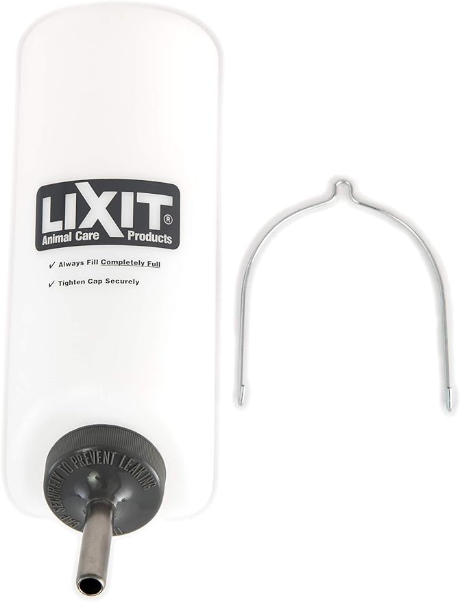 Lixit Wide Mouth BPA-Free Cage Water Bottles for Rabbits, Ferrets, Guinea Pigs, Rats, Chinchillas, Hamsters, Mice, Hedgehogs, Gerbils and Other Small Animals. (Translucent, 32 Ounce Pack of 2)