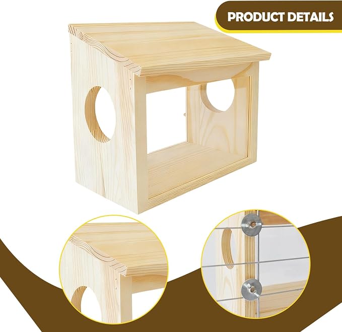Hamster House Animal Habitat Exploration, Fun, Play Area Visible Digging Box for Hamsters Wooden Rat House for Lemmings Mice