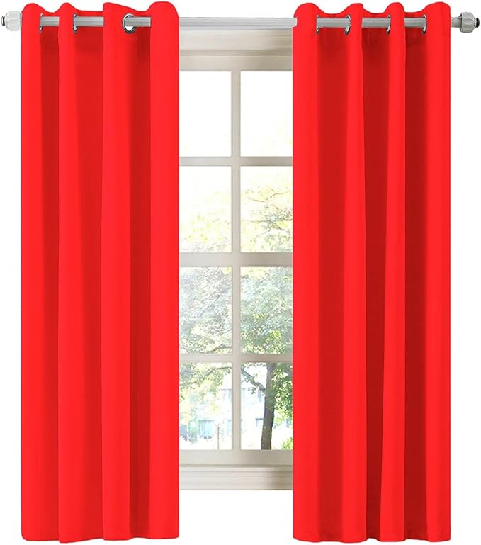 LA PALMA Thermal Insulated Blackout Darkening Grommet Living Room Curtains Window Drapes for Bedroom Pack of 2 Panels