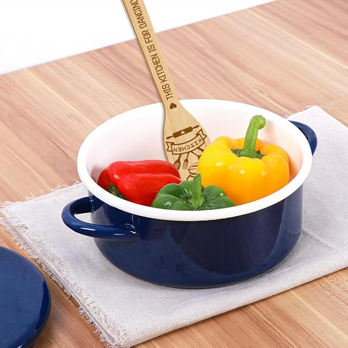 GLOBLELAND 6Pcs Kitchen Bamboo Cooking Utensils Wooden Engraved Cooking Spoons Set Carving Kitchen Bamboo Spatula Set for Women and Men Wood Cooking Spoon for Kitchen House Warming Gift