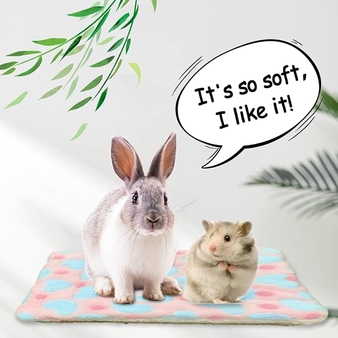 EAEDMY 4 Pieces Guinea Pig Bunny Comfortable Bed Mats Pads, Rabbit Warm Soft Bed, Hamster Bedding Pad Mats for Small Animals Chinchilla Hedgehog Baby Cats (11.8"x9.1", 2.Cobblestones Pattern)