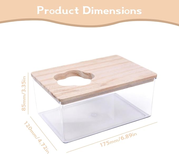 Saim Hamster Sand Bath Box–Transparent Syrian Hamster Shower Bathtub with Comb for Small Pets, Acrylic Micro Sand Bath Box with Lid, Ideal Hamster Dig Box - Rectangle