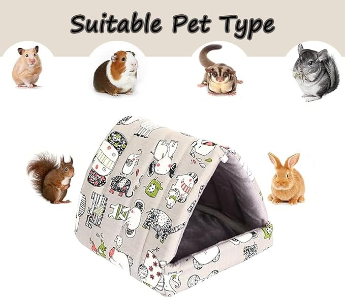 Guinea Pig Hideout Cozy Cotton Washable Tent for Small Animals | Hamster Bed, Portable House Cage Accessories Bunny Hedgehog Mouse Chinchillas Ferrets Bearded Dragons Rats (6.8"x7.4")