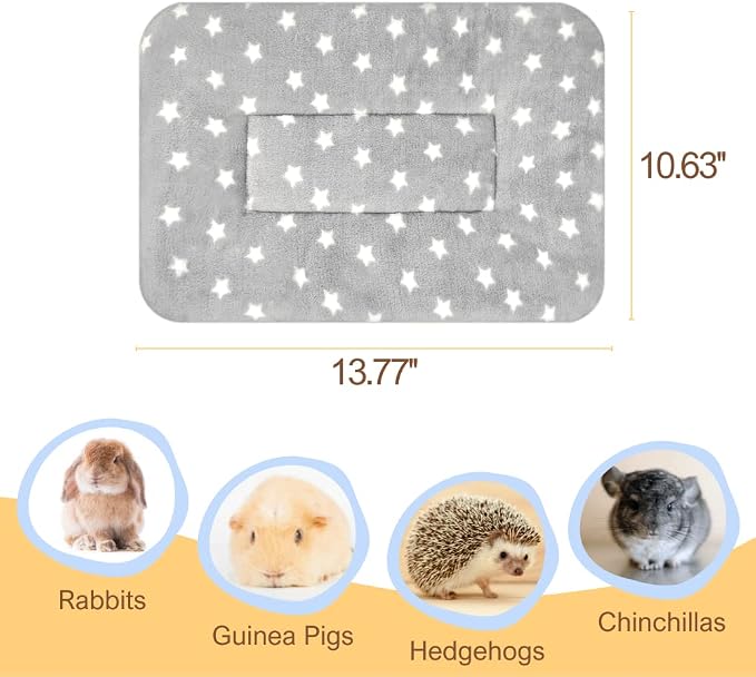 3PCS Rabbit Bed, Soft Bunny Bedding, Fleece Guinea Pig Blanket | Warm Plush Sleeping Mat, Cage Liner for Hamster Ferret Squirrel Hedgehog Rat