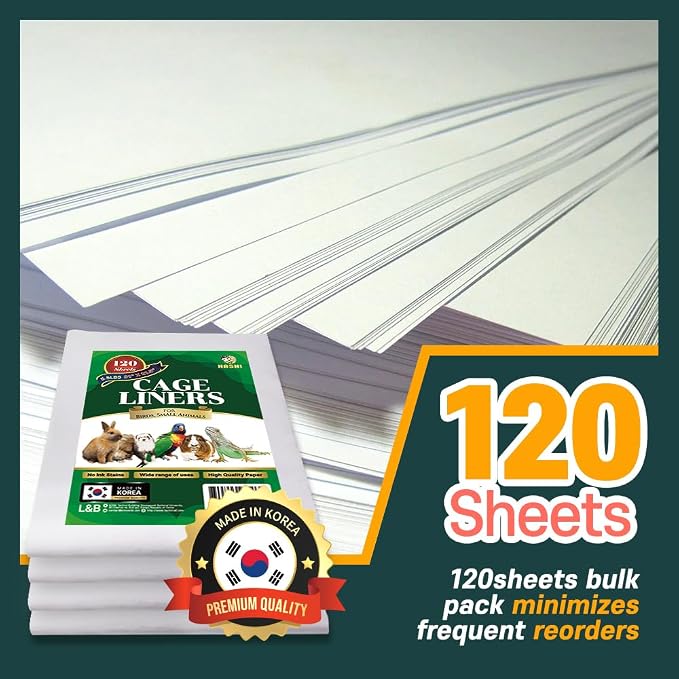 HA SHI Bird Cage Liners, 120 Unscented Newsprint Sheets, 31 x 21.5 in Large | 120 unscented newsprint sheets, 31 x 21.5 in. Large ink-free liners for bird cages and small pet enclosures. Trim to fit.