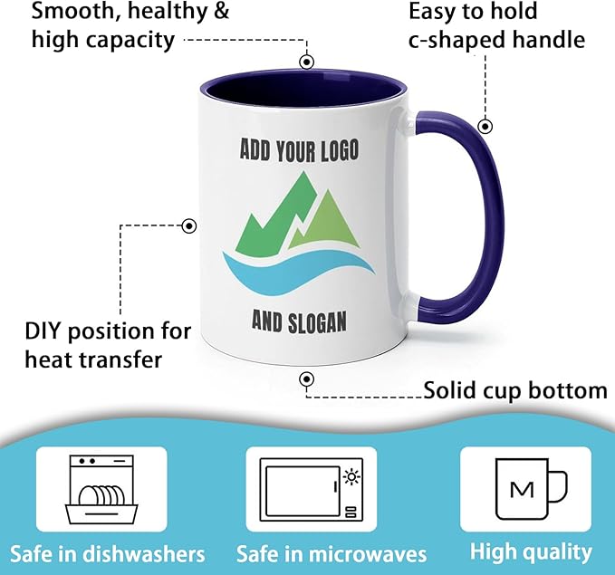 Custom Mug - Personalized Coffee Mug with Image, Logo, or Text | Custom Photo Cup | Customized 11 Oz Ceramic Tea Cup Taza Personalizadas Custom Gifts for Men & Women