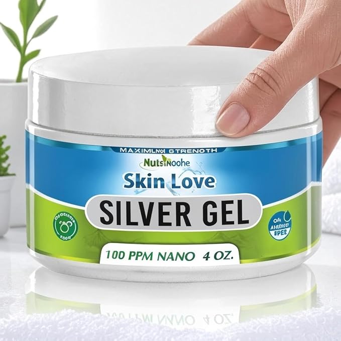Nutrinoche Nano Silver Gel - Advanced Colloidal Silver Skin Cream - Wound Care & First Aid Gel Soothing Topical Ointment for Burns, Razor Burn and Sunburn Irritations - Unscented 4 Oz Jar