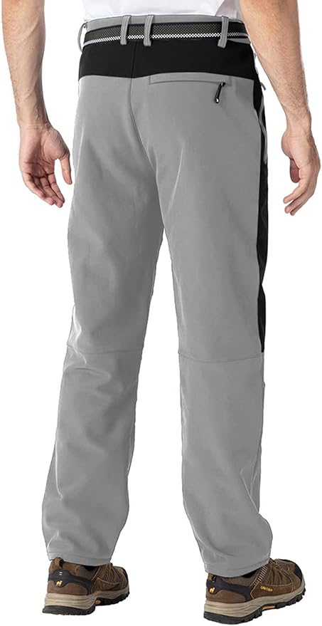 TBMPOY Men's Snow Pants Fleece Lined Hiking Winter Waterproof Softshell Ski Outdoor Insulated Climbing Pants Zipper Pockets