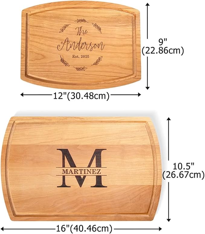 callie Personalized Cutting Board with Juice Grooves, Monogrammed Walnut Wood/Bamboo Charcuterie Boards, Engraved Christmas, Wedding, Housewarming Gifts (12", 16")