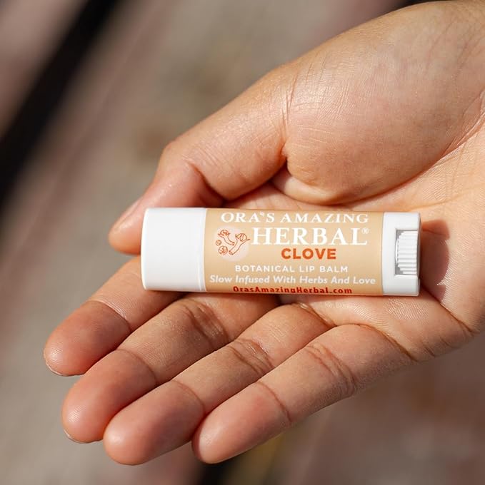 Natural Clove Lip Balm, Herbal Infused Plant Based Lip Balm With Clove Essential Oil, Calendula & More Organic Herbs, 2 pack, Ora's Amazing Herbal