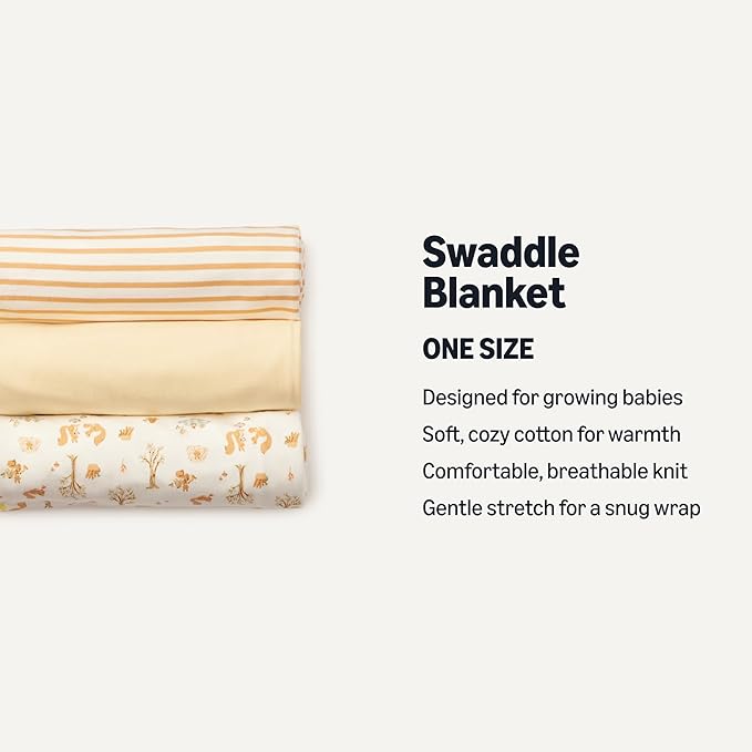 Amazon Essentials x Sofia Grainge Unisex Babies' Swaddle Blanket, Pack of 3