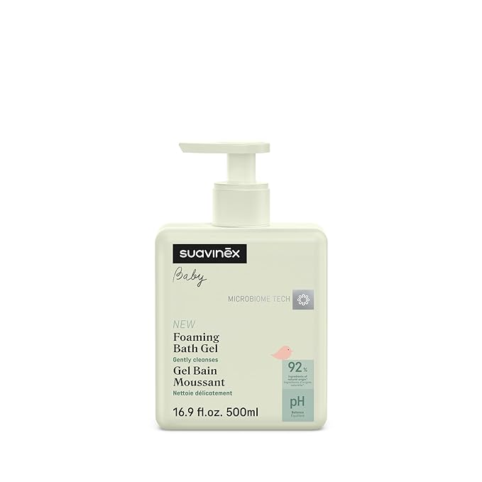 Suavinex Baby Shower Gel and Shampoo, Tear Free Gentle Baby Wash Suitable for Sensitive Skin, 92% Ingredients of Natural Origin with Prebiotic, 16.9 oz