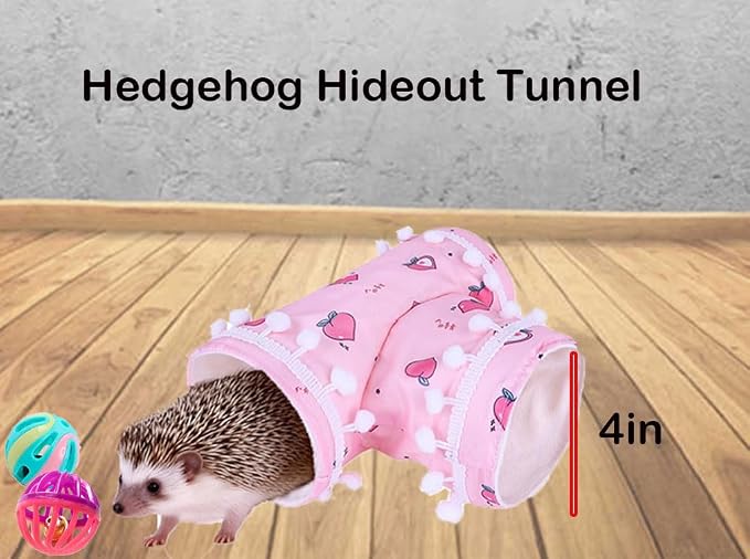 5 Pcs Hedgehog Adjustable Hammock with Hideout Tunnel Interactive Bell Ball Toys Stuffed Toy 3 Way Collapsible Small Pet Tunnels and Tubes Hedgehog Hide Hanging Bed for Cage Accessories