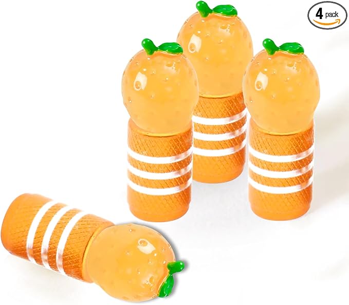 4Pack Orange Tire Valve Stem Caps Cute 3D Resin Fruit Tire Air Caps | Cute Car Accessories Decor,Universal for Car,SUV,Bike,Motorcycle,Bicycle,Orange Gifts for Women Men Oranges lover