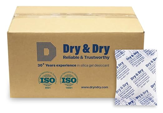 Dry & Dry 50 Gram [240 Packets] Silica Gel Packets, Desiccants - Rechargeable Fabric Silica Gel Packs, Silica Gel, Silica Packets, Desiccant Packs for Storage