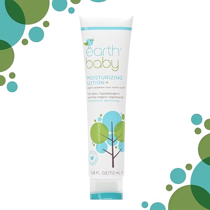 Earth Baby Moisturizing Lotion +, 3.8 Fl Oz, Hypoallergenic for Sensitive Skin, Natural and Organic, Pediatrician and Dermatologist Tested, Safe for Babies, Toddlers, and Kids