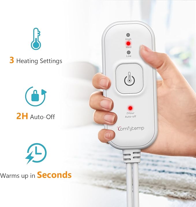 Comfytemp Wearable Heating Pad for Back & Period with 2 Elastic Straps, FSA Eligible 12"×24" Electric Large HSA Heated Pad for Neck Shoulder Leg Knee, Birthday Gifts for Women Men Mom Dad, Washable