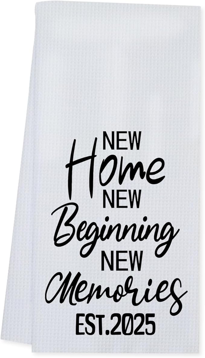 Kitchen Towels Housewarming Gifts for Friends,New Home New Memories Kitchen Tea Towels Gifts for Homeowners (24 x 16 in)