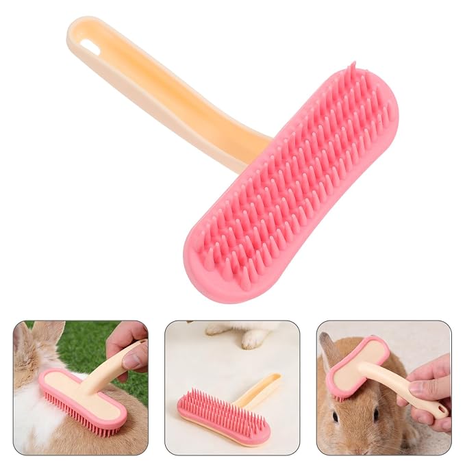 ABOOFAN Silicone Grooming Brush for Bunny and Small Pets with Soft Bristles, Easy Hair Removal and Hygienic Bath Cleaning Comb for Guinea Pigs, Rabbits, and Ferrets, User-friendly Design