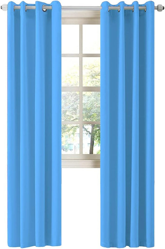 LA PALMA Thermal Insulated Blackout Darkening Grommet Living Room Curtains Window Drapes for Bedroom Pack of 2 Panels